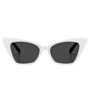 Cat Eye Retro Sunglasses Women White Frame Lens Gray Fashion Shades UV400